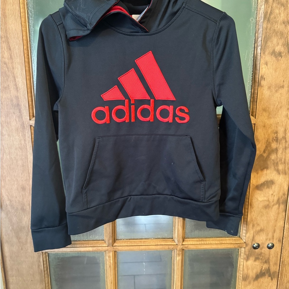 Adidas Black Hoodie with Red Logo
